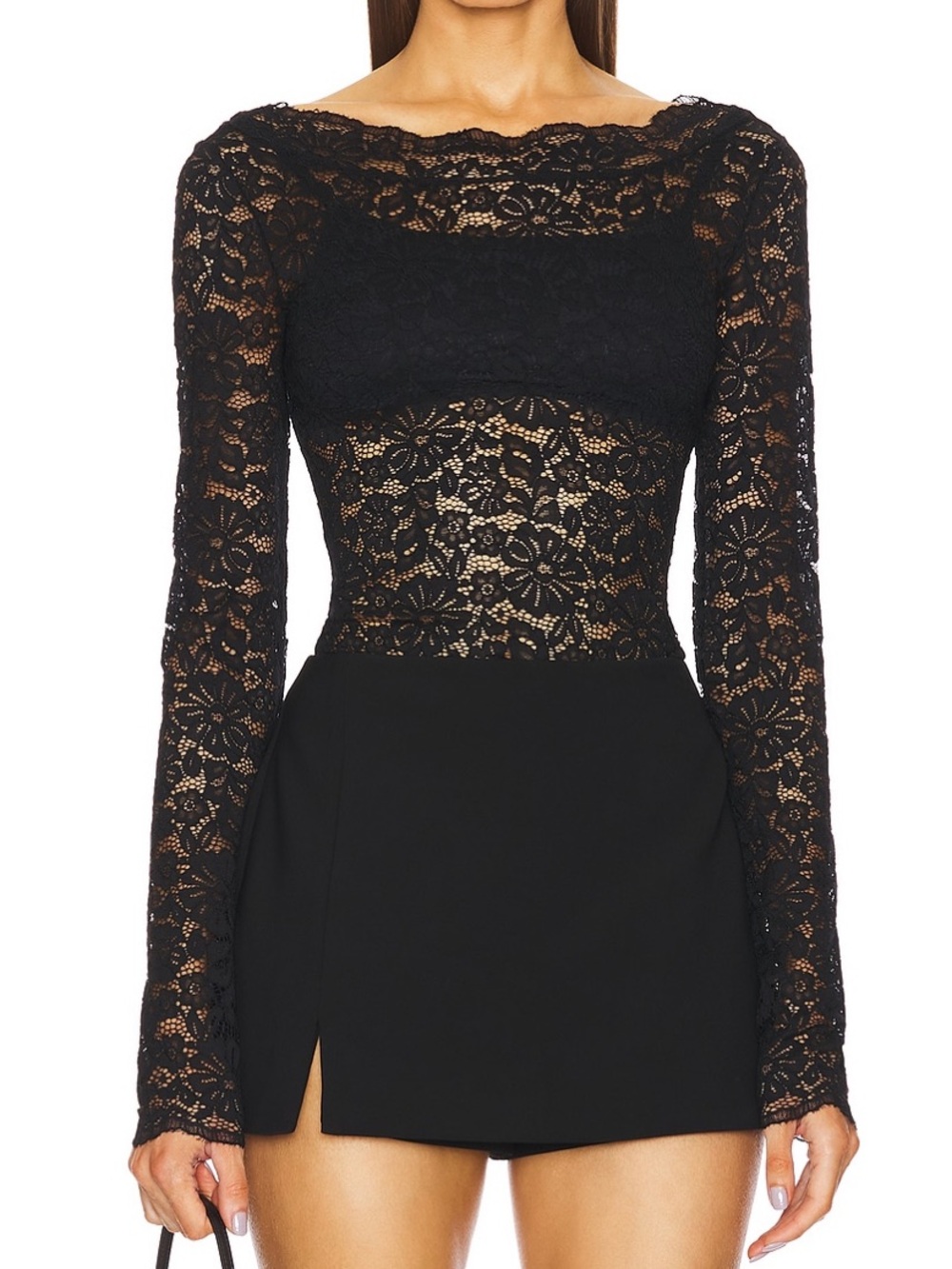 L'Academie Hollis Black Lace Top